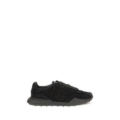 Dolce & Gabbana Black Calf Leather Bos Taurus Athletic Sneakers