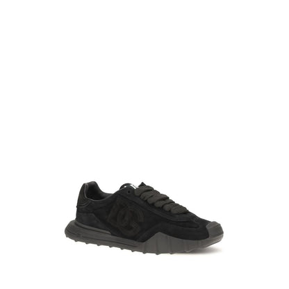 Dolce & Gabbana Black Calf Leather Bos Taurus Athletic Sneakers
