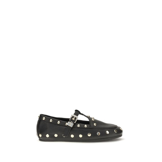Ballet Flat Shoes by Ganni for women in pebbled leather polyurethane & polyester black showcases a dynamic silhouette, artfully capturing Jenny Women's Pebbled Leather Polyurethane & Polyester Ballet Flat Shoes through its distinctive and elegant .