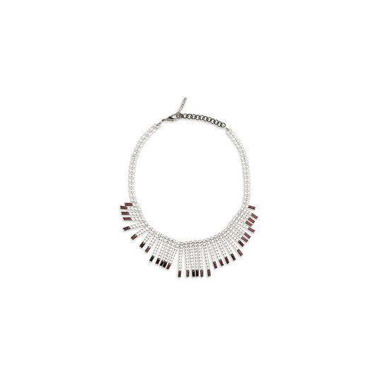 Necklace by Alessandra Rich for women in leather polyester polypropylene & rubber purple, silver & white features an resplendent silhouette, showcasing a sophisticated pendant necklace design from the Women's Silver Metal & Crystal Necklace collection for a resplendent finish.