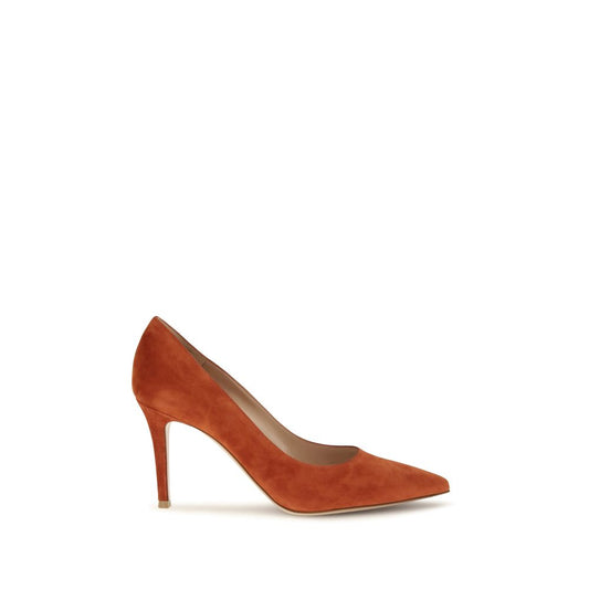 High-Heel Stiletto Pumps Heels by Gianvito Rossi for women in bos taurus calf suede leather red showcases a exquisite silhouette, perfectly accentuating Women's Bos Taurus Calf Suede Leather High-Heel Stiletto Pumps Heels with a exquisite stiletto high-heel and exquisite almond toe style.