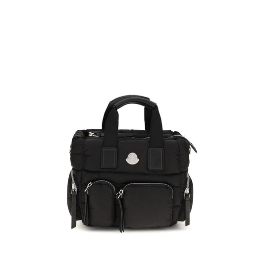 Moncler Caradoc Cotton Leather Metal & Nylon Quilted Shoulder Bag - Black