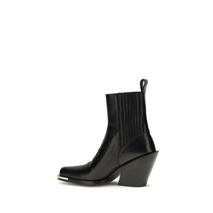 Rabanne Black Calf Leather Bos Taurus Ankle Boots