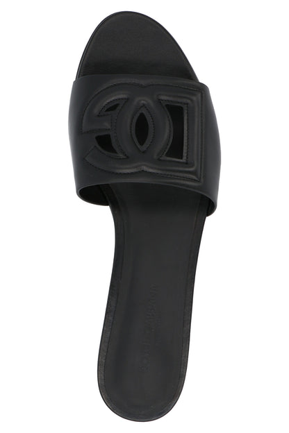 Dolce & Gabbana Black Calfskin Slides
