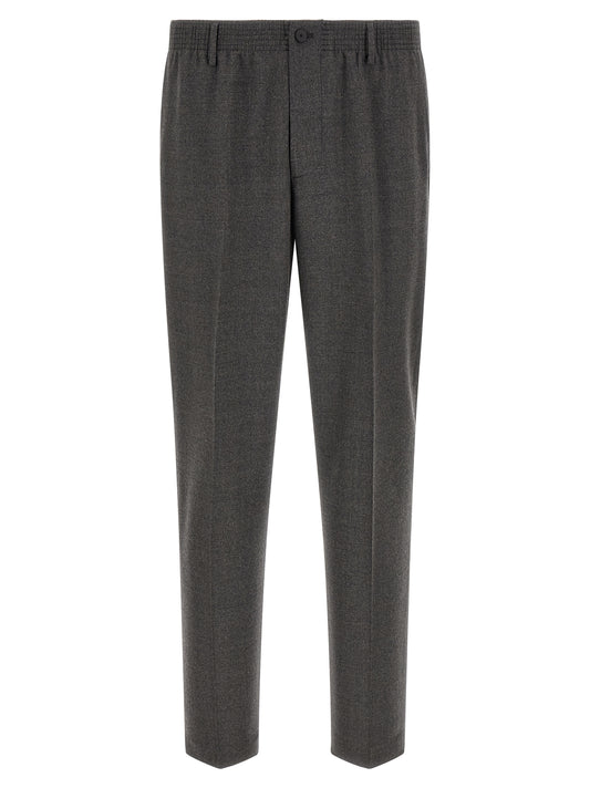Trousers by CELLAR DOOR for men in virgin wool gray features an sartorial silhouette, showcasing a precise tapered-leg & cropped and cropped with a sartorial for a refined look.