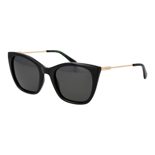 Sunglasses by Polaroid for women in polyester black features an effortlessly chic full-rim cat-eye frame design with black coloured frame detailing and polarized category-3-dark-tint lens for a effortlessly chic aesthetic.