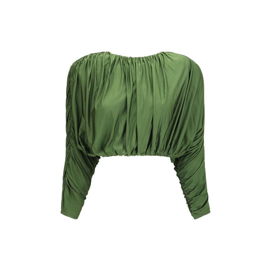 T-Shirt by Self-Portrait for women in stretch viscose bicolour showcases a dramatic silhouette, elegantly detailed with a dramatic and long-sleeve for a truly dramatic finish.