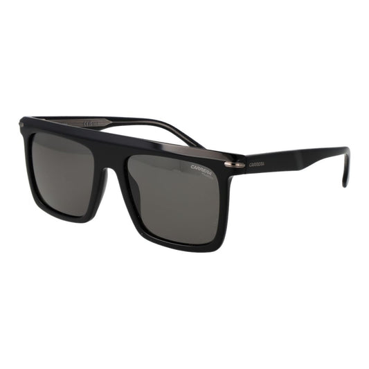 Sunglasses by Carrera for men in acetate and black featuring an stylish full-rim square frame design with a sophisticated black coloured frame finish and high-performance polarized category-3-dark-tint lens.