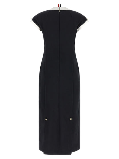 Thom Browne Blue Virgin Wool Midi Dress