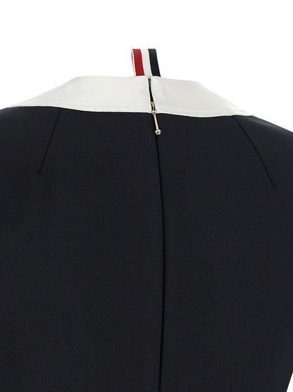 Thom Browne Blue Virgin Wool Midi Dress