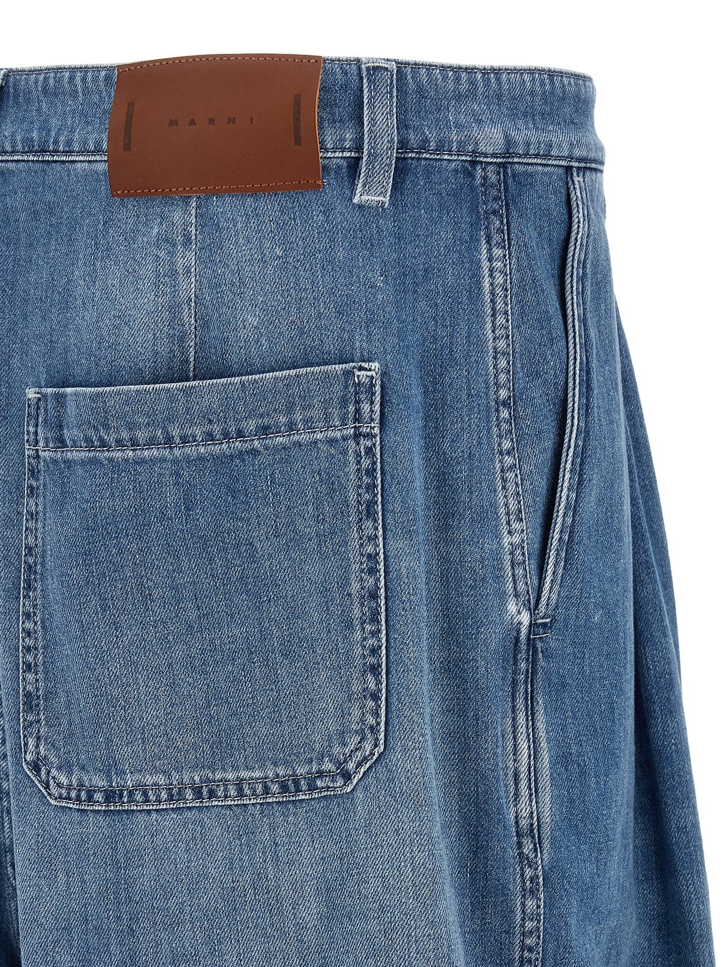 Marni Blue Cotton High-Waisted Jean