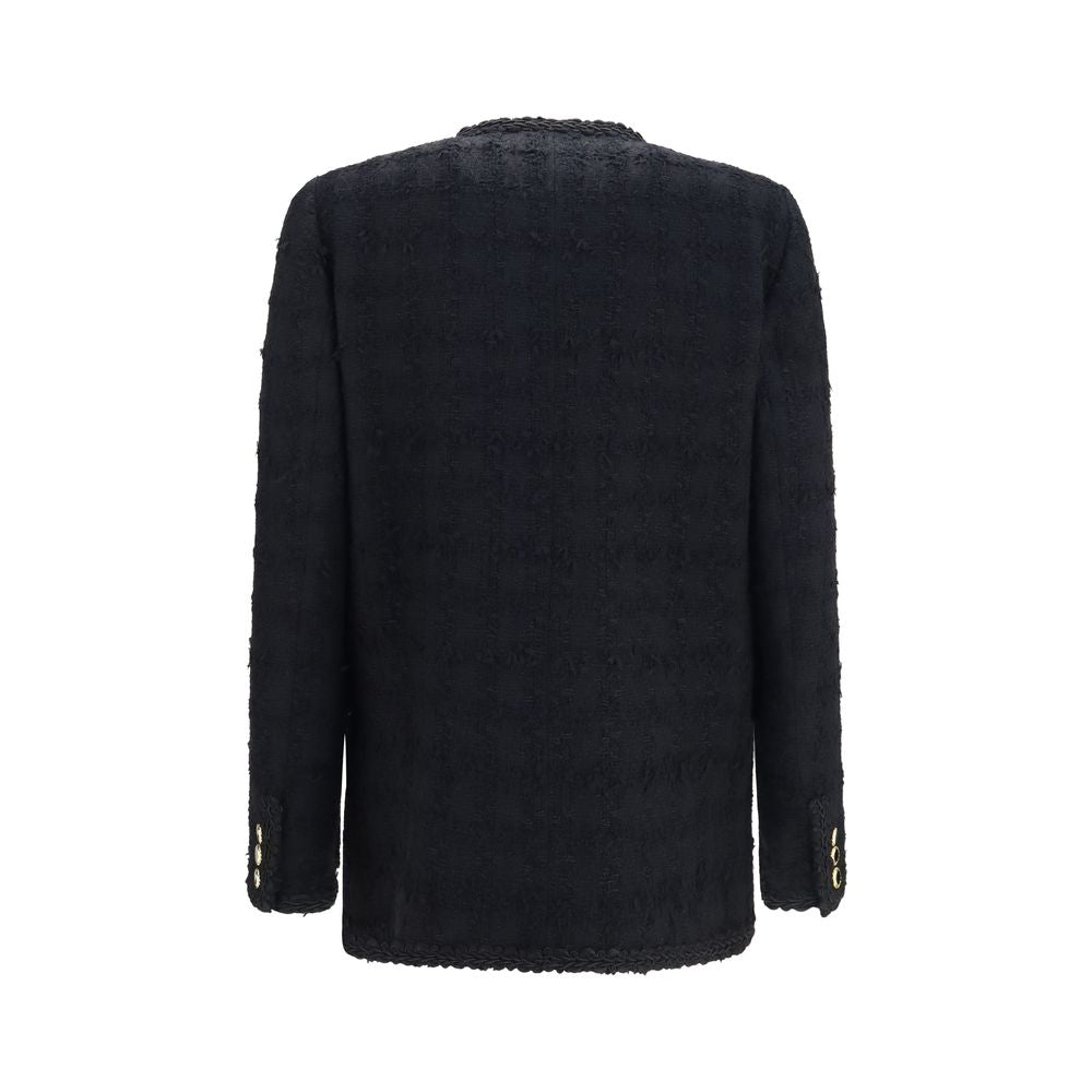 Alessandra Rich Black Cotton Full-Length Jacket
