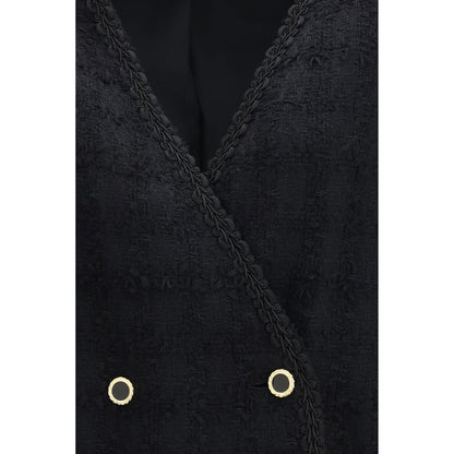 Alessandra Rich Black Cotton Full-Length Jacket