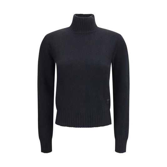 Sweater by Ami Paris for women in cashmere wool black features an polished silhouette, showcasing refined and a sophisticated turtle neckline for a truly polished finish.
