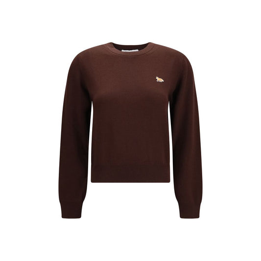Sweatshirt by Maison Kitsuné for women in merino wool brown features an exquisite silhouette, showcasing and crew neckline details for a exquisite look.