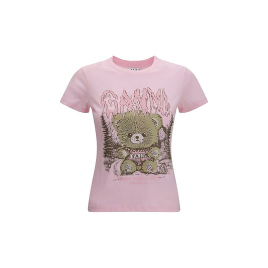 Sweatshirt by Ganni for women in organic cotton multicolor & print features an enviable silhouette, showcasing a premium short-sleeve and refined crew neckline for a truly enviable finish.