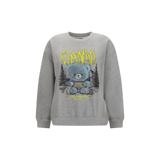 Sweatshirt by Ganni for women in organic cotton gray features an enviable silhouette, showcasing a premium long-sleeve and refined crew neckline for a truly enviable finish.