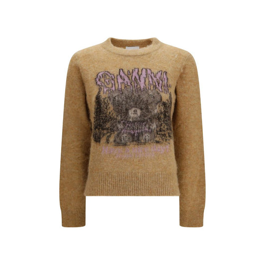 Sweatshirt by Ganni for women in polyamide merino & alpaca wool beige features a unrivaled silhouette with a refined crew neckline and unrivaled long-sleeve detailing for a sophisticated look.