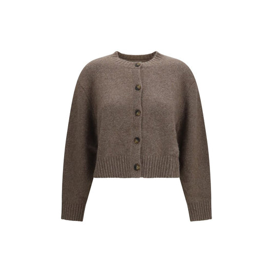 Cardigan by Loulou De Saison for women in merino wool & nylon brown presents a textural silhouette, artfully finished with a textural crew neckline and long-sleeve for a sophisticated, textural look.