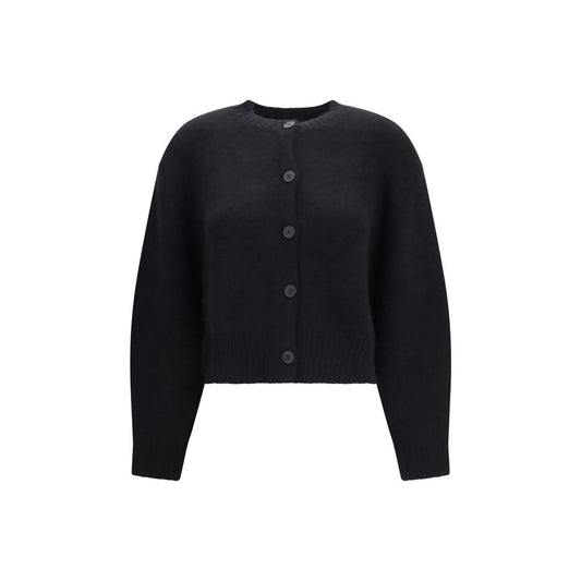 Cardigan by Loulou De Saison for women in merino wool & nylon black features an impeccable silhouette, showcasing a sophisticated crew neckline and long-sleeve detail for a truly impeccable finish.
