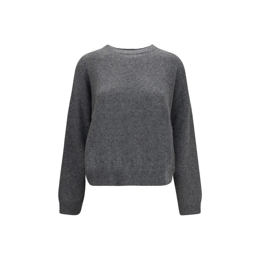 Sweatshirt by Loulou De Saison for women in merino wool & nylon brown & gray showcases a slouchy chic silhouette, artfully detailed with a slouchy chic crew neckline and long-sleeve for a slouchy chic finish.