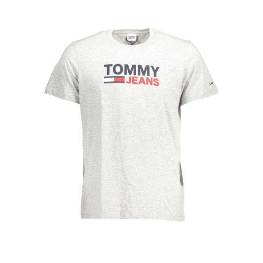 Tommy Hilfiger Men's Crew Neck Organic Cotton T-Shirt - Gray Signature Print Print