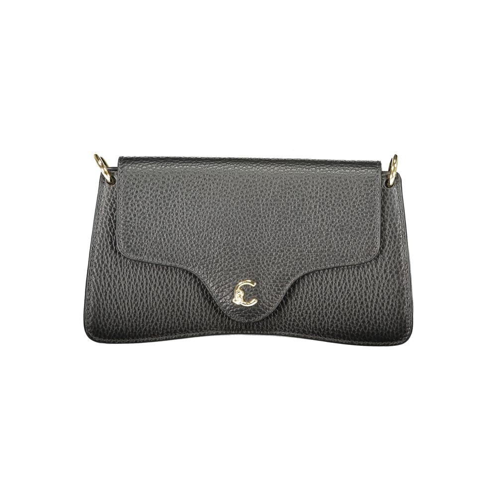 Handbag by Coccinelle for women in leather black & print features a signature silhouette, showcasing a secure snap and signature with versatile shoulder-strap & adjustable-strap for a sophisticated look.