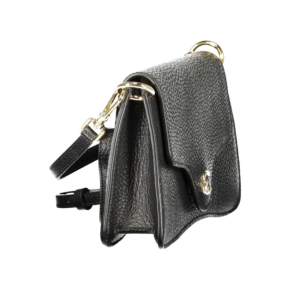 Handbag by Coccinelle for women in leather black & print features a signature silhouette, showcasing a secure snap and signature with versatile shoulder-strap & adjustable-strap for a sophisticated look.