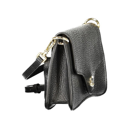Handbag by Coccinelle for women in leather black & print features a signature silhouette, showcasing a secure snap and signature with versatile shoulder-strap & adjustable-strap for a sophisticated look.