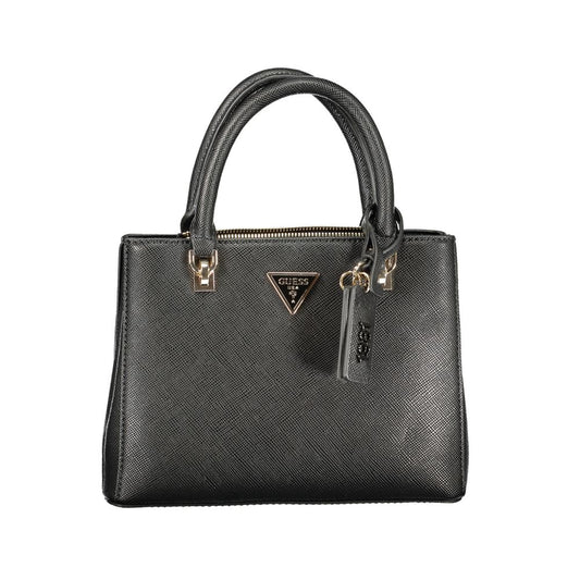 Handbag by Guess Jeans for women in polyurethane black features a exquisite silhouette, showcasing a secure zipper and exquisite built-in-compartments & external-pockets with versatile shoulder-strap, adjustable-strap & handle for a exquisite finish.