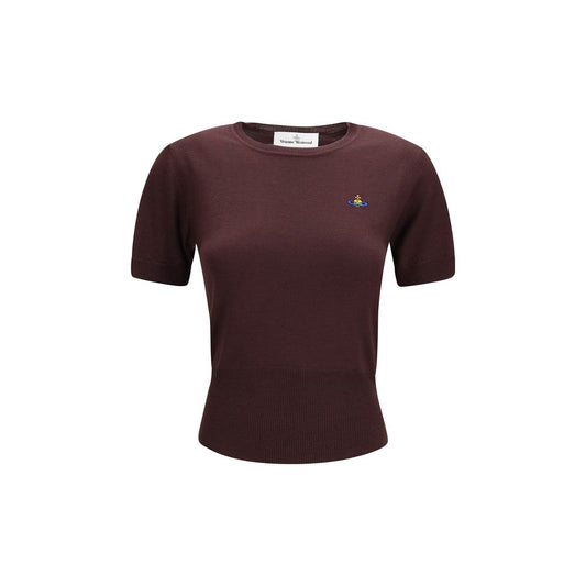 T-Shirt by Vivienne Westwood for women in merino wool multicolor & purple features an edgy silhouette, meticulously detailed with a sophisticated short-sleeve and round neckline for a truly edgy finish.