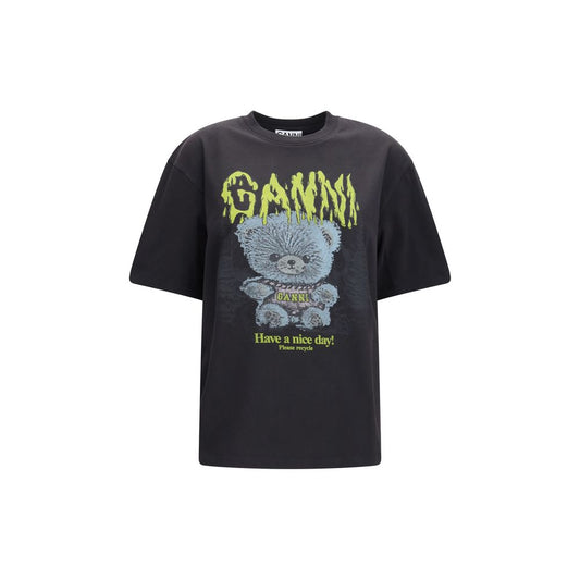 Sweatshirt by Ganni for women in organic cotton gray & print features a unrivaled silhouette with a refined crew neckline and unrivaled short-sleeve detailing for a sophisticated look.