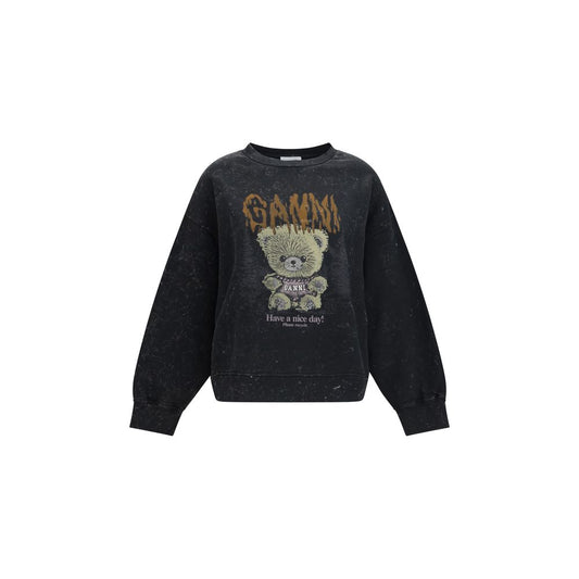 Sweatshirt by Ganni for women in cotton gray & print features an provocated silhouette, detailed with a provocated long-sleeve and a refined crew neckline for a sophisticated aesthetic.