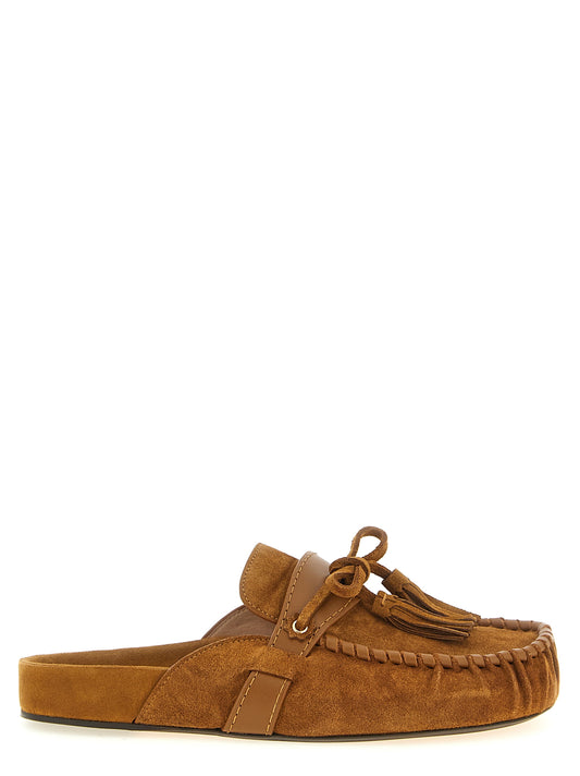Isabel Marant Women's Bos Taurus Suede Cowhide Leather Flat Moccasin Moccasins Loafer Slip-On Strap Shoes - Brown Signature
