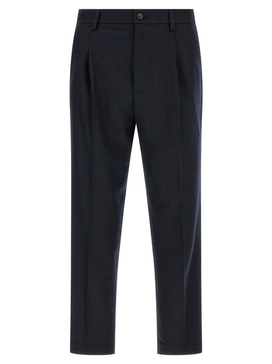 Casual Pants by Department 5 for men in cashmere flannel polyamide & wool navy features an refined tailoring silhouette, showcasing a premium wide with a and long cut for a refined tailoring look.