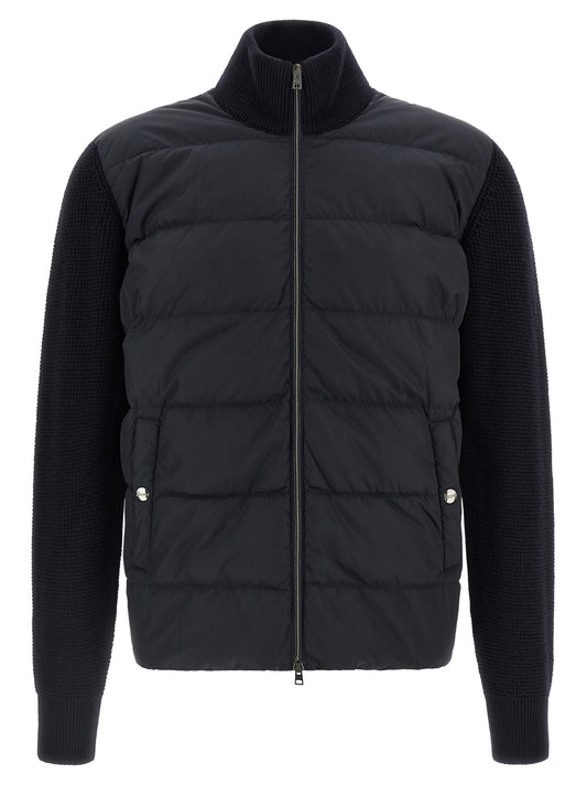 Jacket by Herno for men in wool blue showcases a enveloping silhouette, artfully detailed with a enveloping high-neck neckline and premium pockets for a truly enveloping finish.