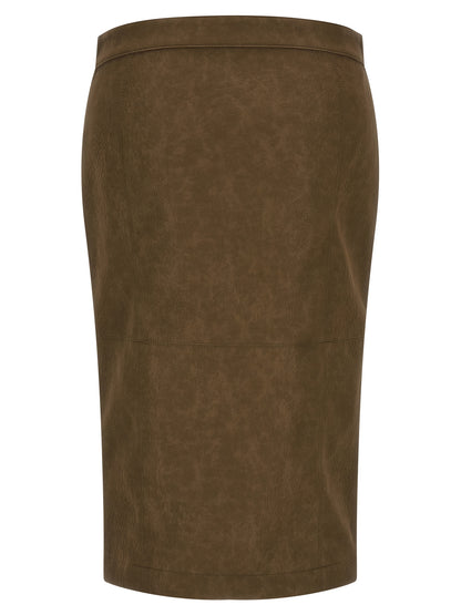 PINKO Brown Viscose Midi Skirt