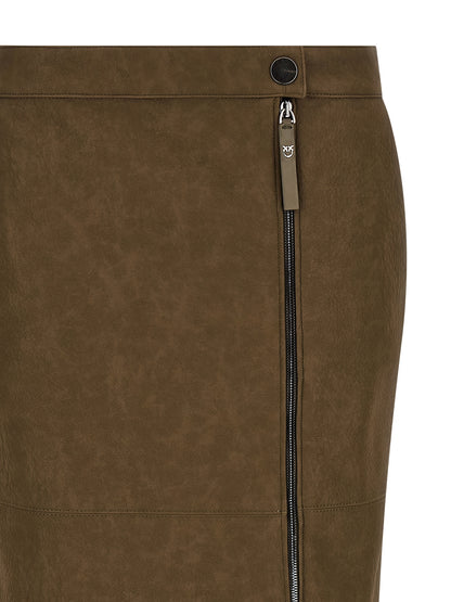 PINKO Brown Viscose Midi Skirt
