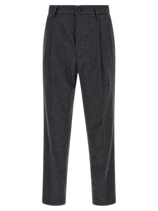 Trousers by Department 5 for men in cashmere flannel polyamide & wool gray features a tailored silhouette with a tailored relaxed-fit & wide, defined by its long and a sophisticated .