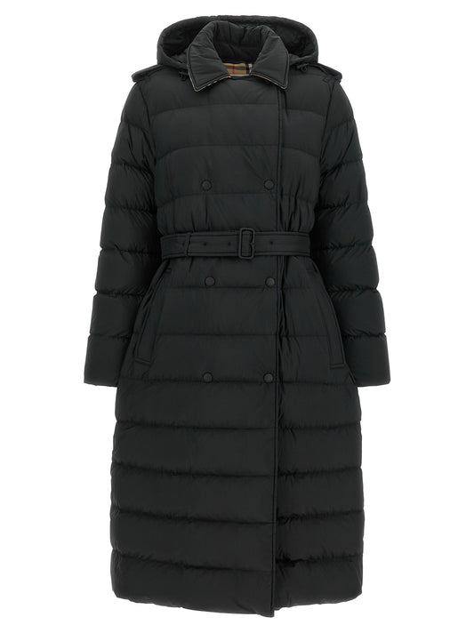 Puffer Jacket by Burberry for women in polyamide black features an contemporary silhouette, showcasing a sophisticated and contemporary insulated for a truly refined look.