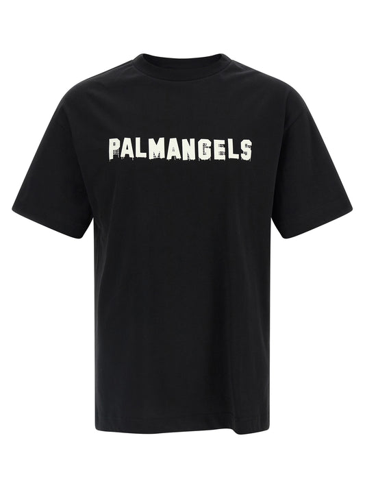 T-Shirt by Palm Angels for men in cotton black features an edgy silhouette, meticulously detailed with a sophisticated short-sleeve and for a truly edgy finish.