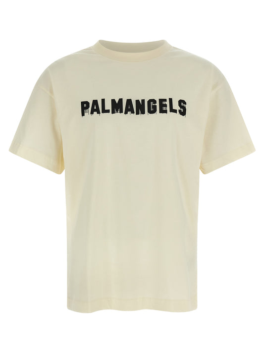 T-Shirt by Palm Angels for men in cotton white & print features an on trend silhouette, perfectly showcasing a on trend and crew neckline for an elevated aesthetic.