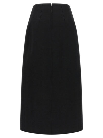 Jil Sander Black Virgin Wool Midi Skirt