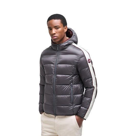 Hooded Puffer Jacket by Colmar Originals for men in polyamide beige, signature & striped features an contemporary silhouette, showcasing a sophisticated hooded neckline and contemporary pockets, hooded & insulated for a truly refined look.