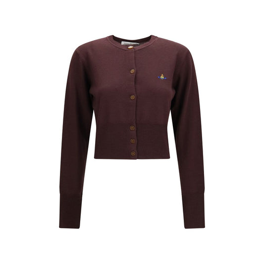 Cardigan by Vivienne Westwood for women in silk & merino wool amber, multicolor, purple & signature features an impeccable silhouette, showcasing a sophisticated round neckline and long-sleeve detail for a truly impeccable finish.
