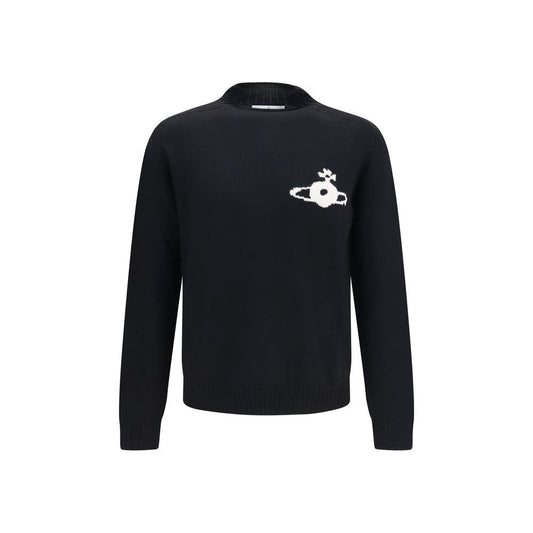 Sweatshirt by Vivienne Westwood for men in merino wool black & signature showcases a slouchy chic silhouette, artfully detailed with a slouchy chic mock neckline and for a slouchy chic finish.