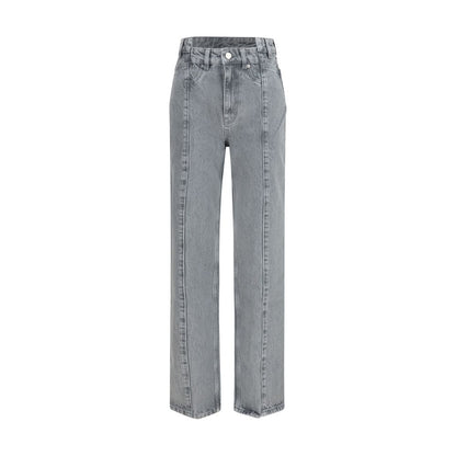 Ganni Gray Cotton Straight-Leg Jeans