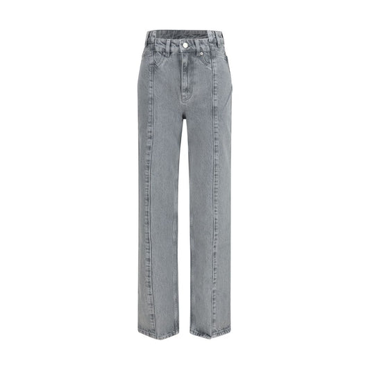 Jeans by Ganni for women in organic cotton denim gray presents a tailored silhouette, showcasing a tailored straight-leg & regular-fit and long cut with a refined high rise for a truly tailored aesthetic.