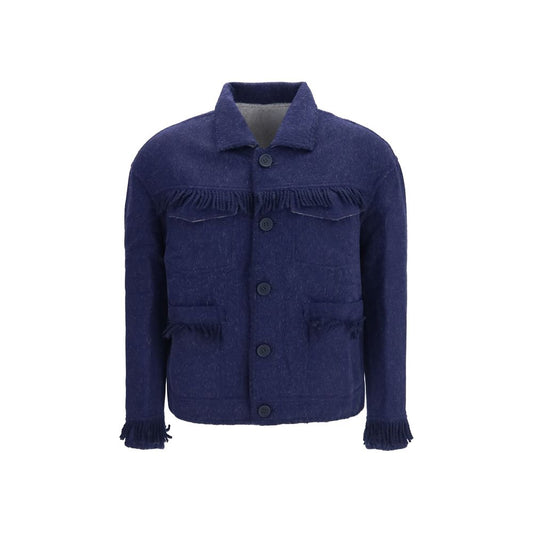 Overcoat by Baziszt for men in alpaca merino wool & nylon blue features a contemporary silhouette showcasing a contemporary and refined pockets for a sophisticated finish.
