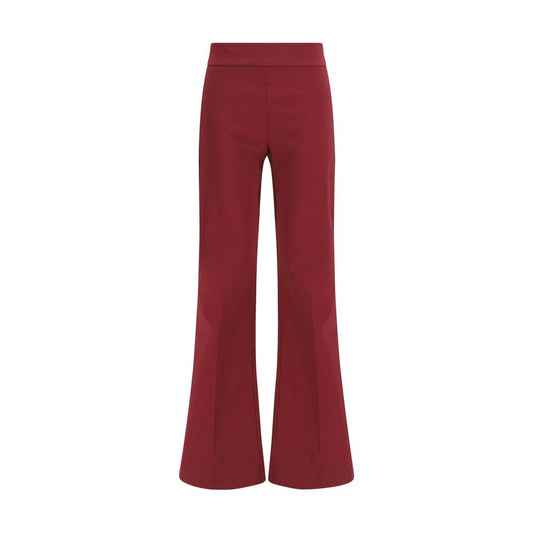 Palazzo Pants by Avenue Montaigne for women in stretch viscose polyester bordeaux features an refined tailoring silhouette, showcasing a premium wide & slim with a mid rise and long cut for a refined tailoring look.